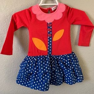 Heather Feather Red and Blue Long Sleeve Dress sz2